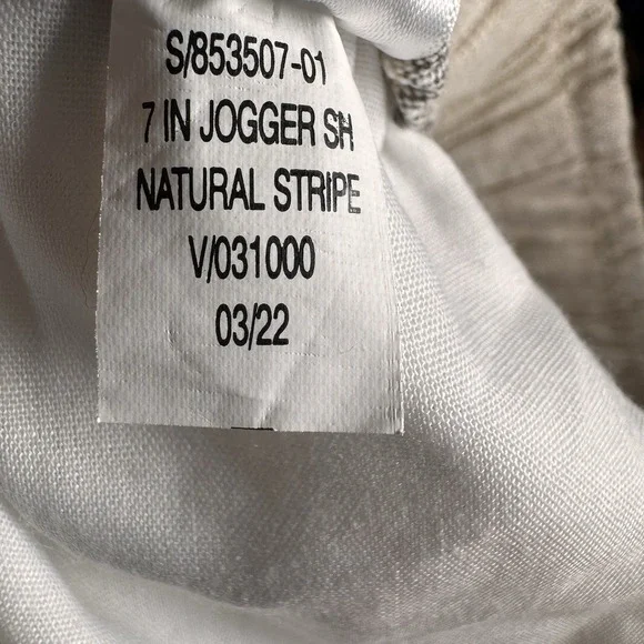 Old Navy Linen Striped Jogger Shorts Tan‎ Brown Size M Elastic Waist High Rise - Picture 13 of 13